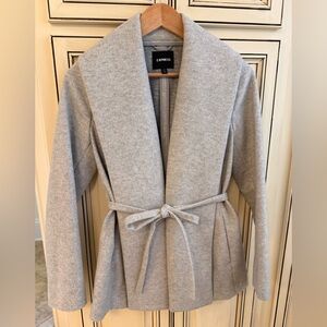 Express Gray Wool-Blend Coat with Belt